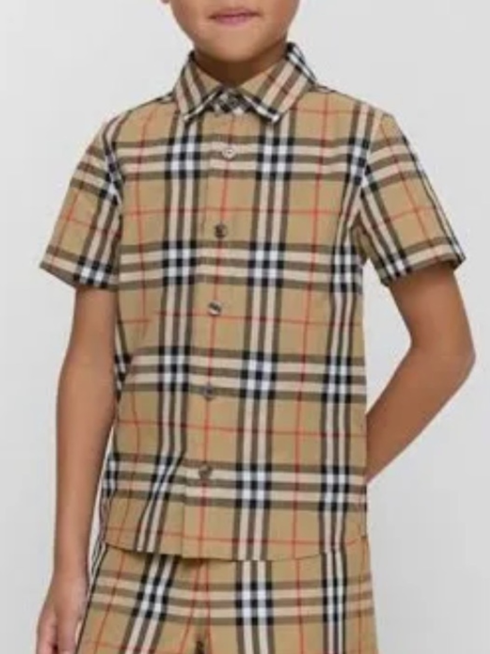 Burberry Boys Short Sleeve Plaid Button-Down shirt